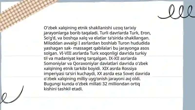 O'zbek xalqining etnik shakllanishiga doyr masalalarning o'rganilishi 3