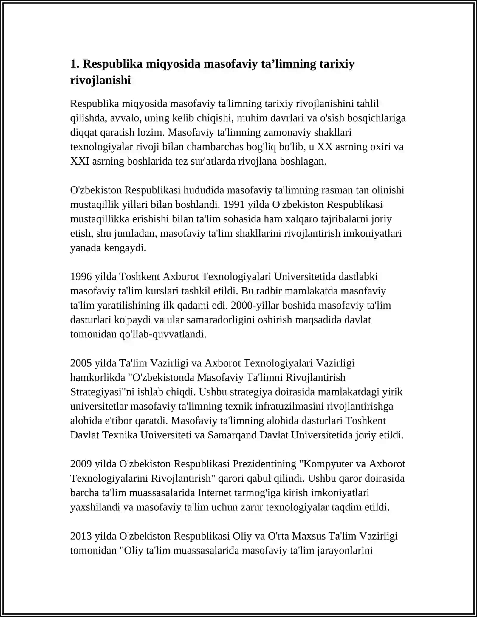 RESPUBLIKADA MASOFAVIY TAʼLIMNING RIVOJLANISHI VA BU SOHADA OLIB BORILGAN KOMPLEKS CHORA TADBIRLAR 3