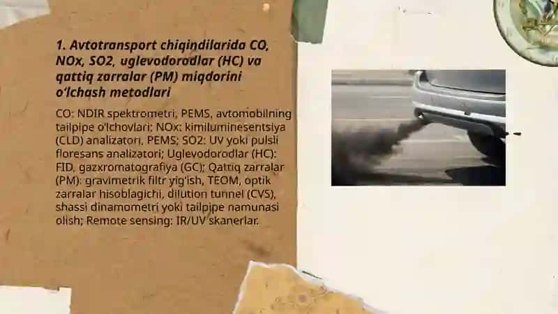Avtotransportdan chiqadigan gazlardagi zararli moddalar miqdorini hisoblash 3