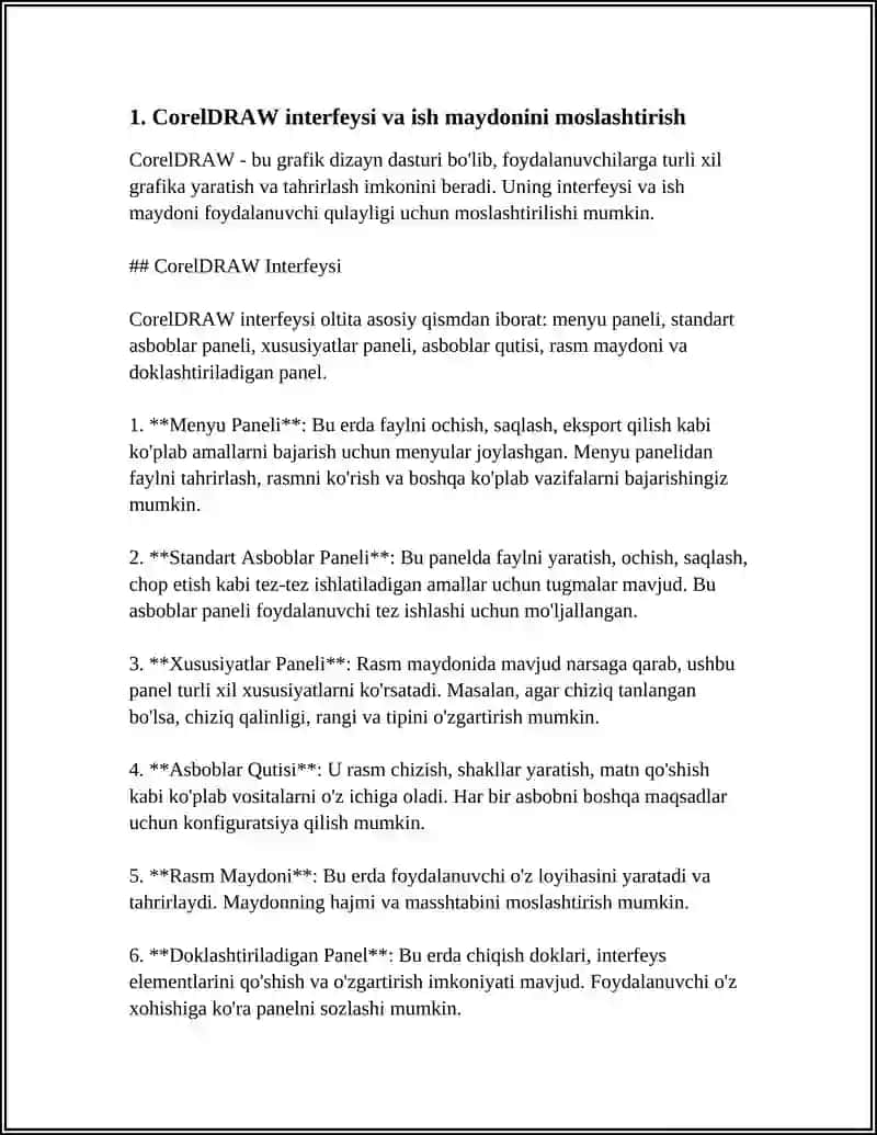 COREL DRAW DASTURINING IMKONIYATLARI VA QOLLANILISHI 3