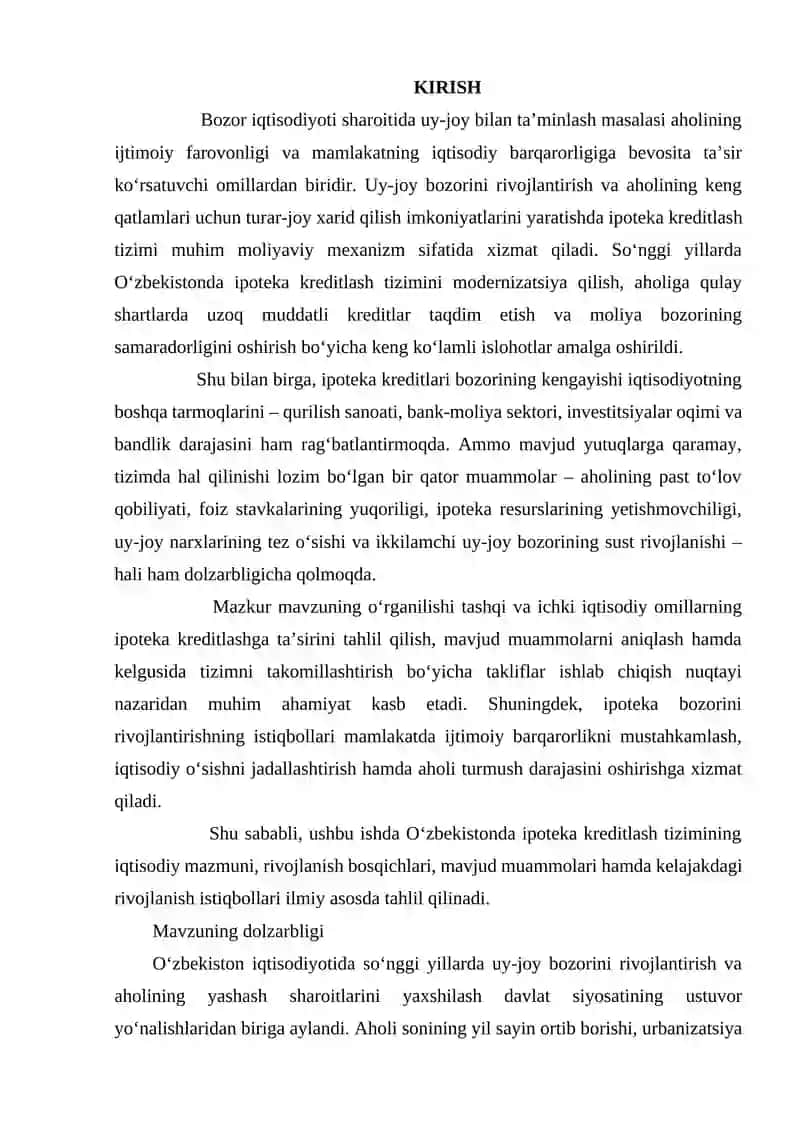 O`ZBEKISTONDA IPOTEKA KREDITLASHNI RIVOJLANTIRISH MUAMMOLARI VA ISTIQBOLLARI 3