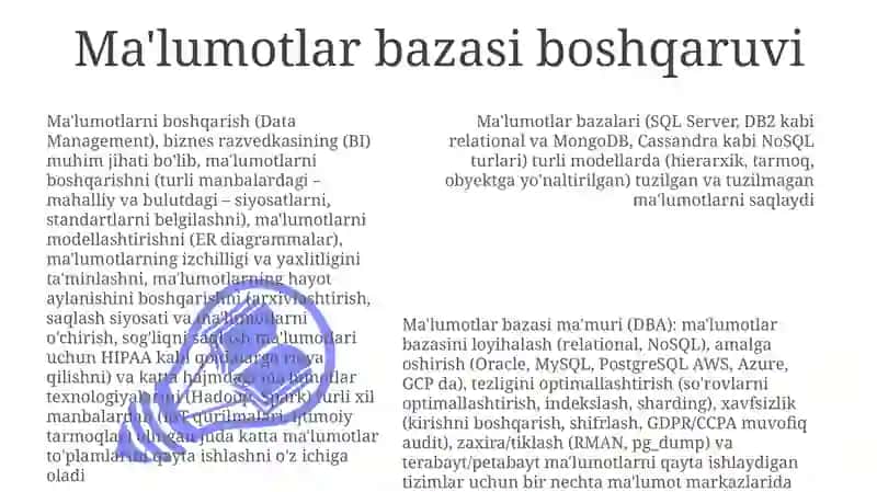 Ma'lumotlar bazalari va ma'lumotlarni boshqarish 3