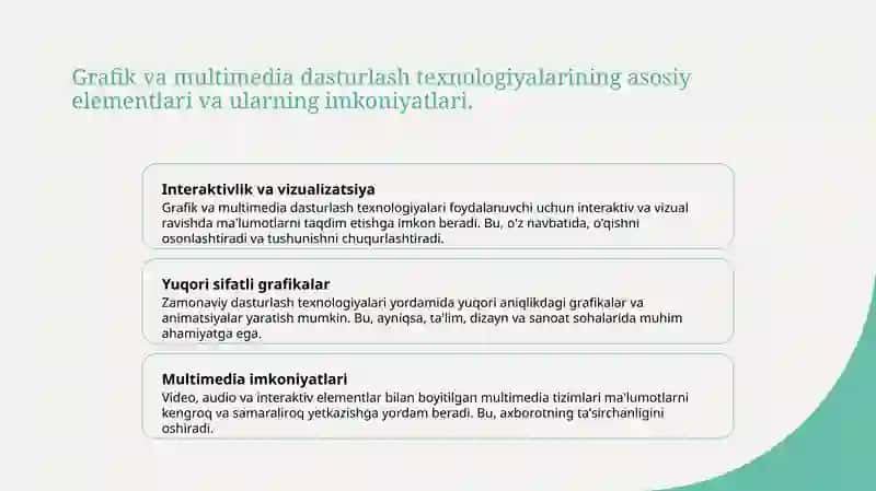 Grafika va multimedia dasturlash tizimlarida qoʻllash 3
