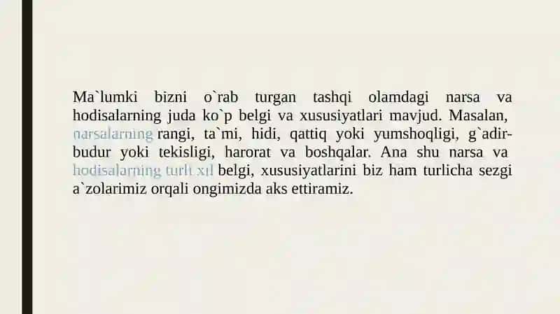 Sezgini pisixologik o’lchovlar orqali tadqiq qilish 3