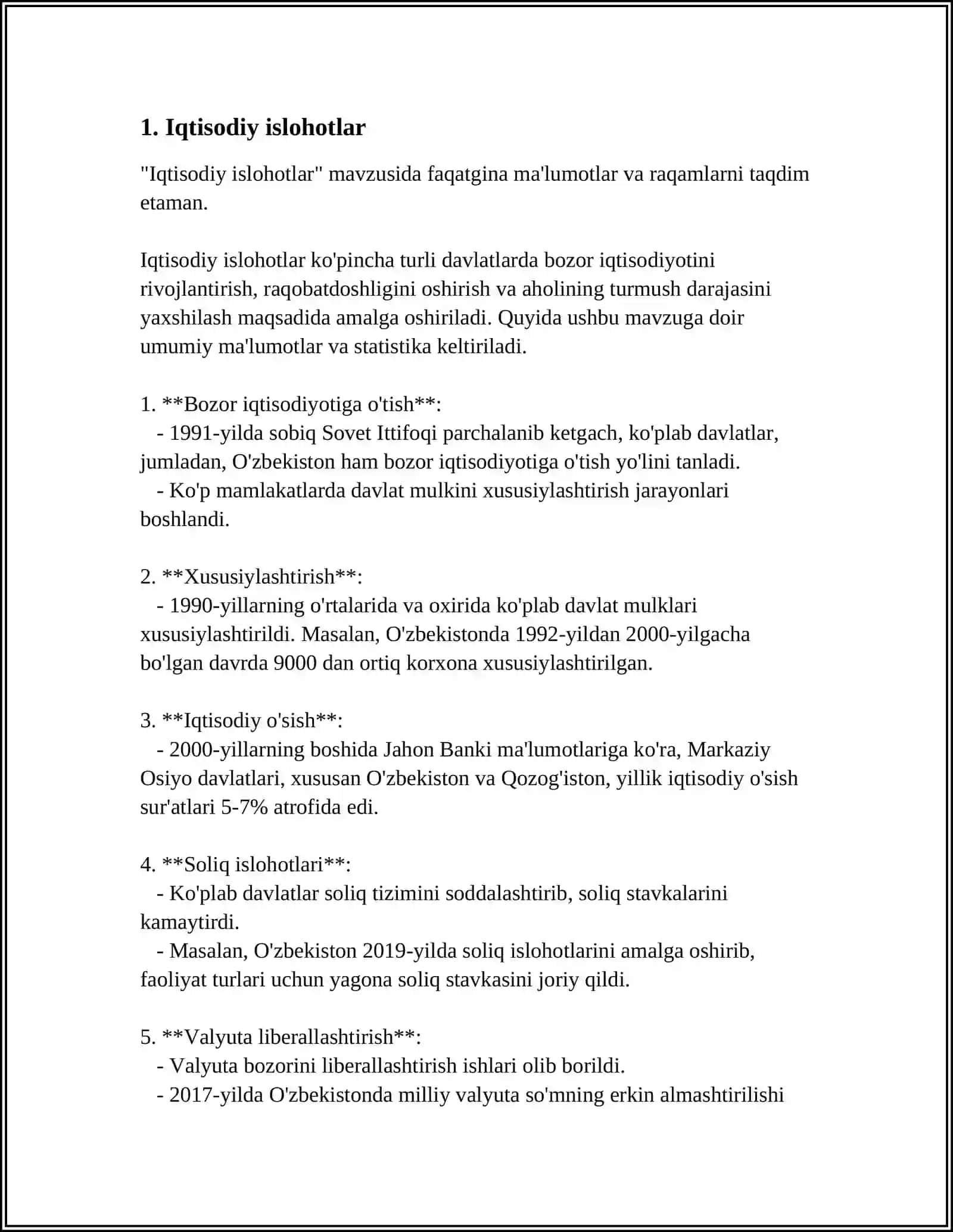 O‘ZBEKISTONDA AMALGA OSHIRILAYOTGAN ISLOHOTLAR 3