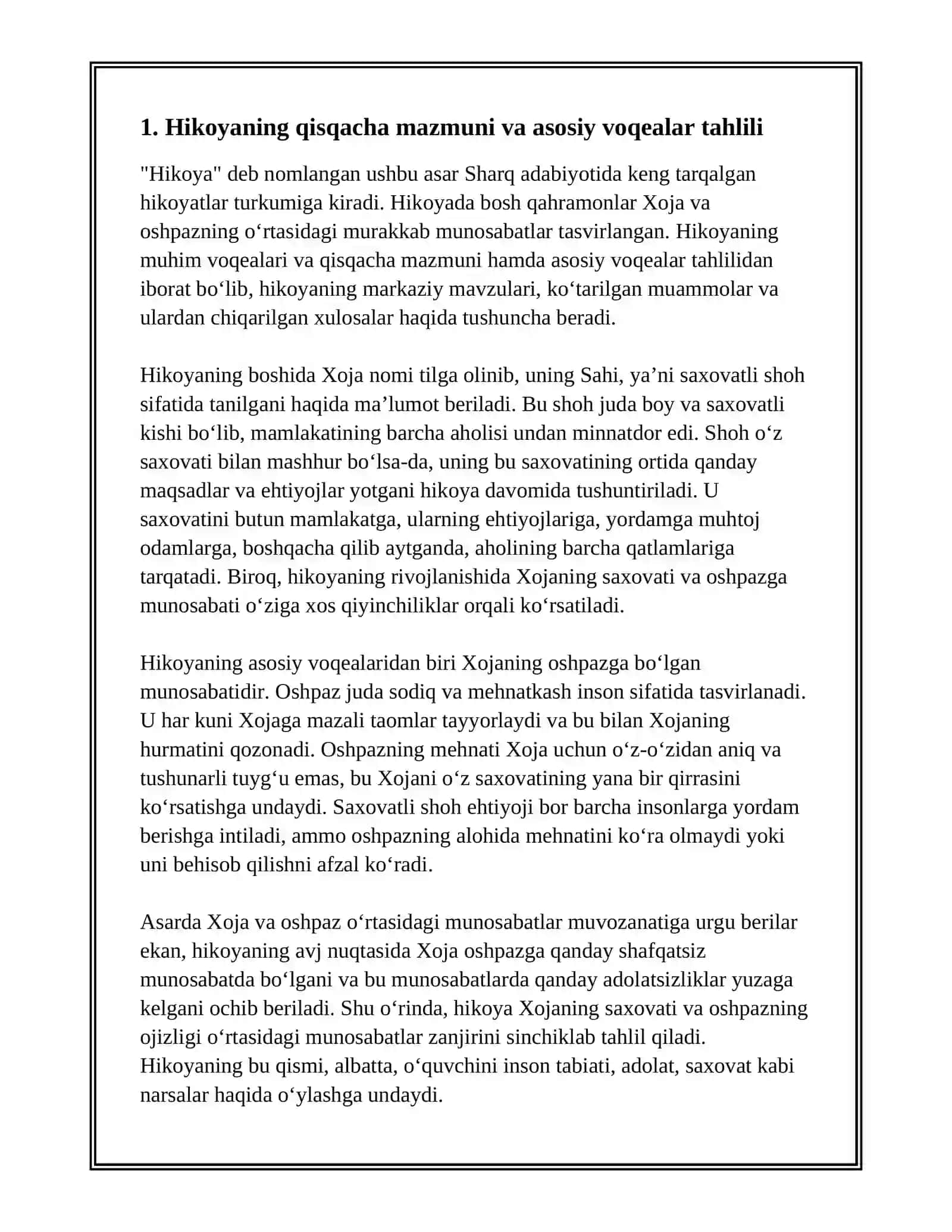 XOJANING SAHIY SHOH VA OJIZ OSHPAZ HIKOYATI TAHLILI 3