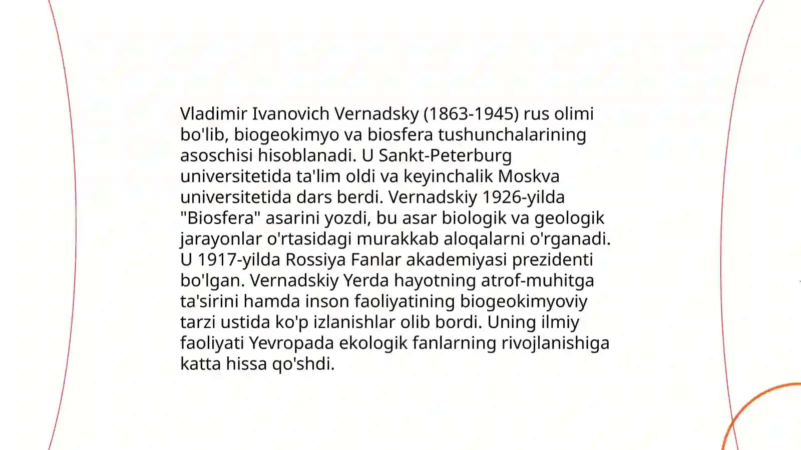 Odam va biosfera, noosfera haqidagi V.I.Vernadskiyning o'rganishlari 3