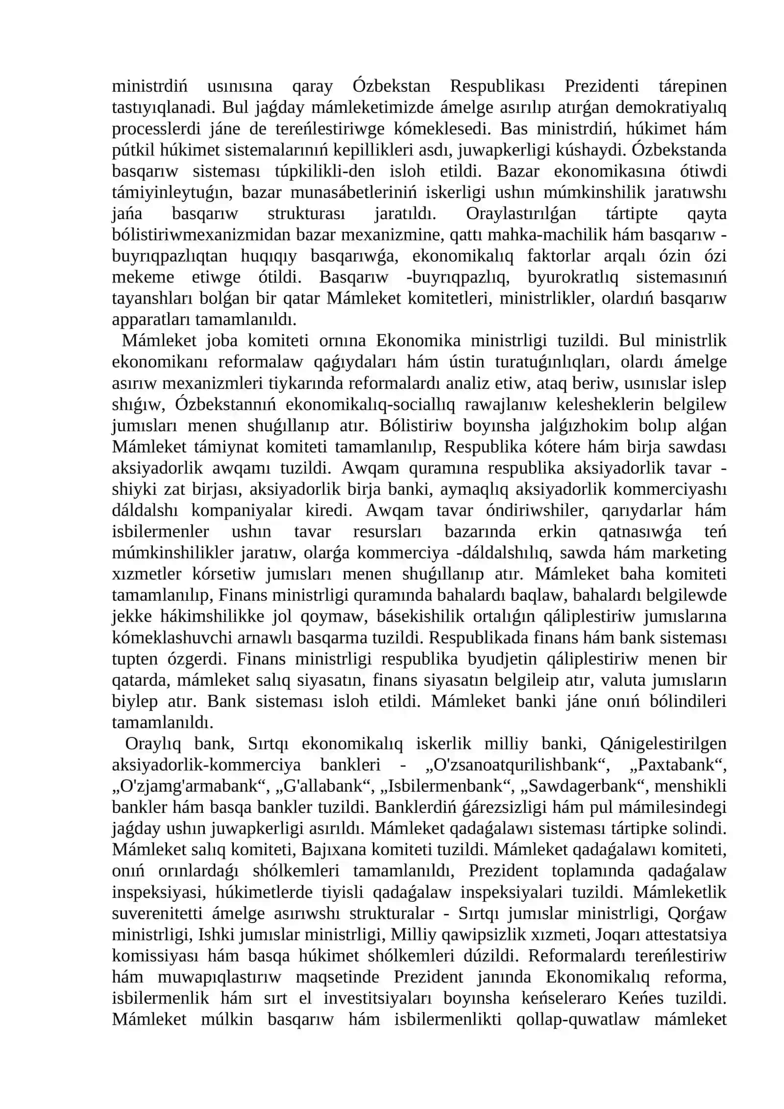 Milliy mámleket basqarıw hákimiyat sistemasınıń qáliplestiriliwi 3