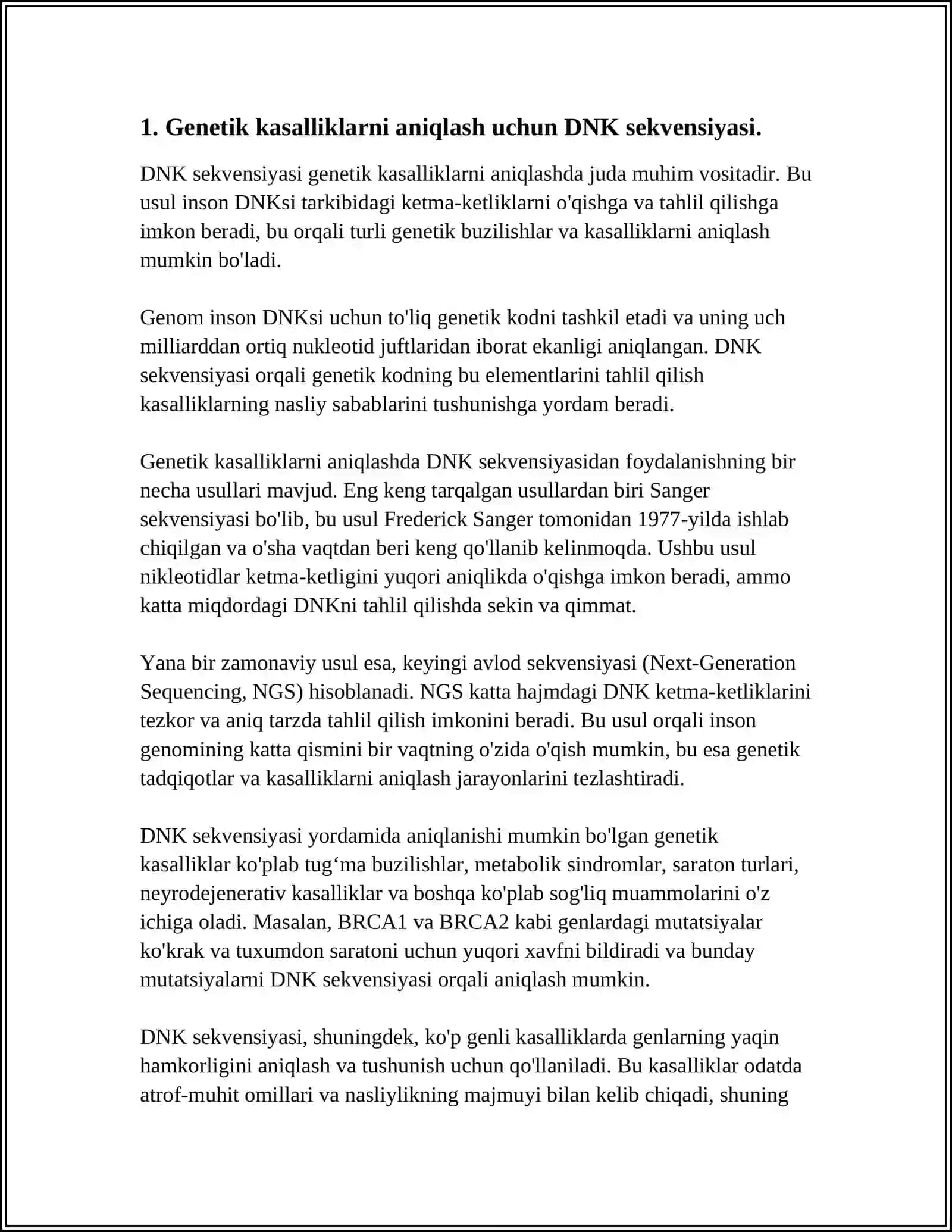 TURLI GENETIK KASALLIKLARNI ZAMONAVIY USULLAR ASOSIDA IDENTIFIKATSIYALASH 3