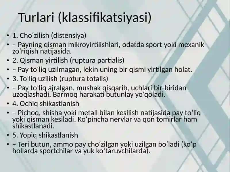 Qo‘l va oyoq barmoqlari paylarining shikastlanishlari 3