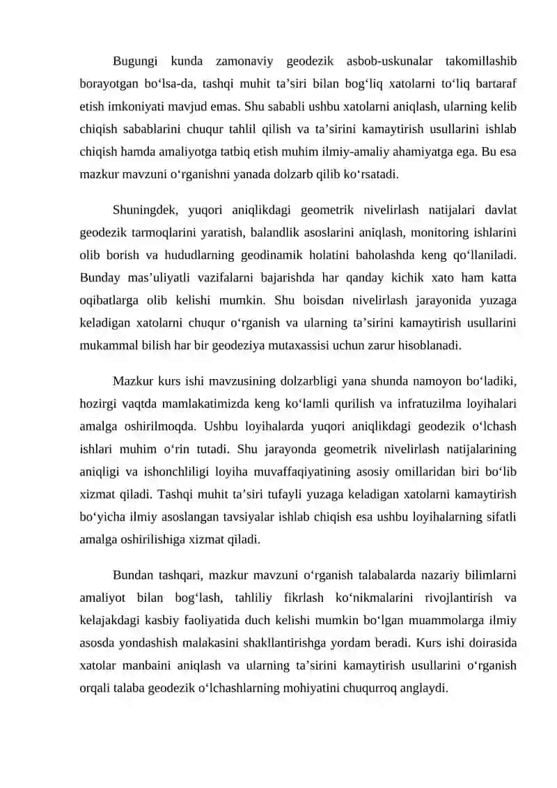 Geometrik nivelirlashda xatolar manbai va ularni ta’sirini kamaytirish usullari 3