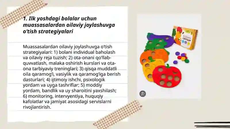 Ilk yoshdagi bolalar uchun muassasalarning deinstitutsiyalash masalalari 3