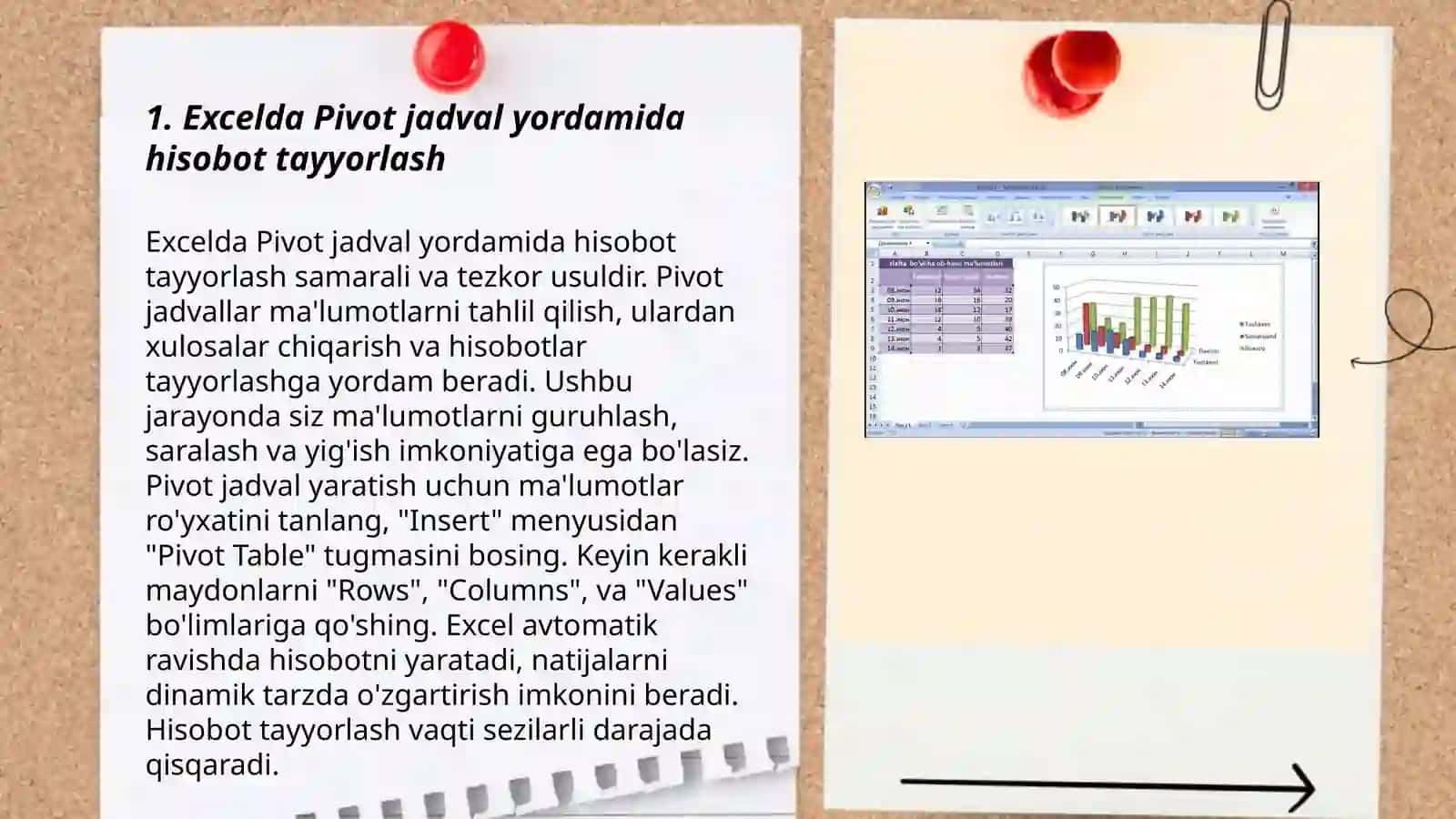 Excel dasturida turli hisobotlar tayyorlash 3