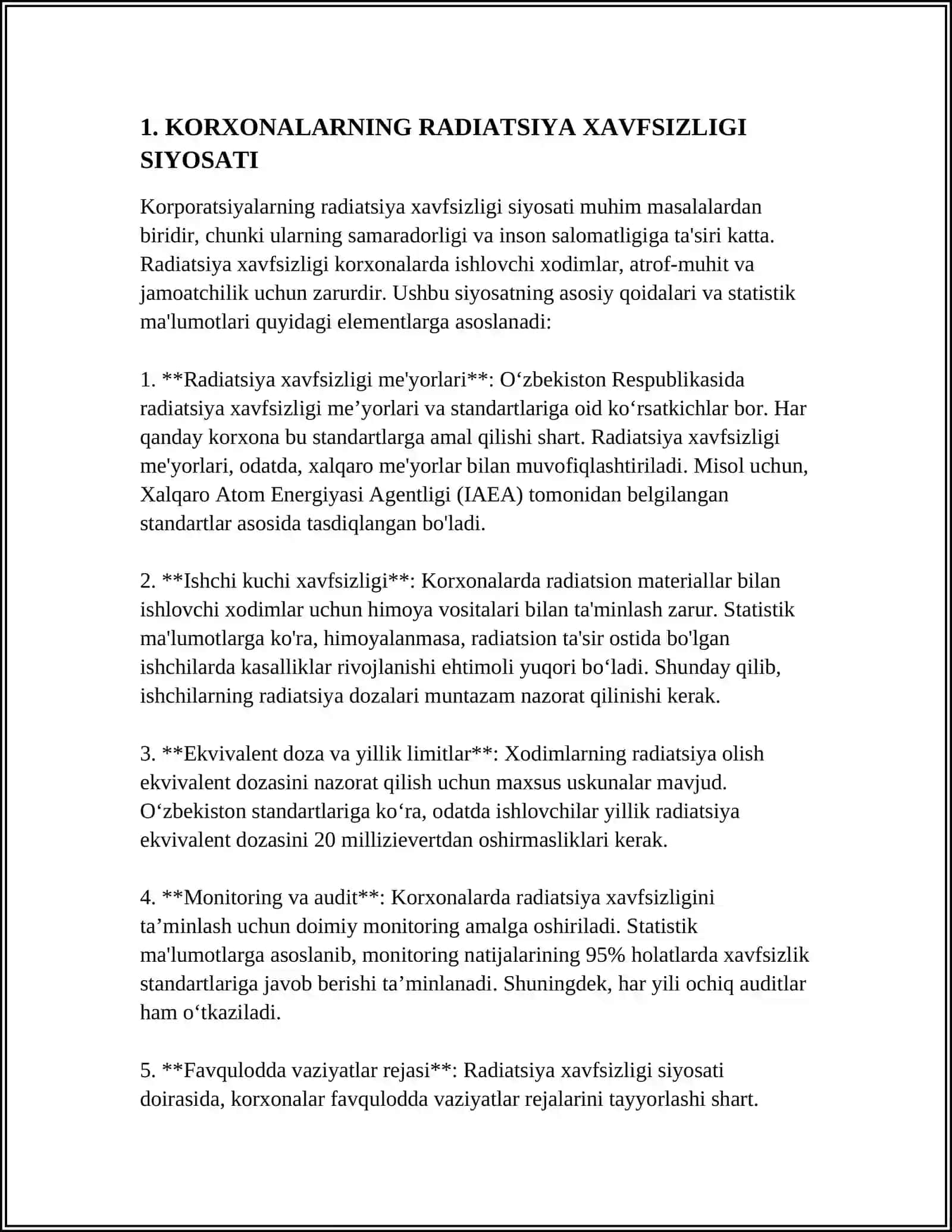 KORXONALARNING RADIATSIYA XAVFSIZLIGI SIYOSATI 3