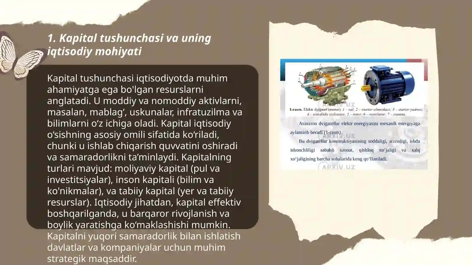Kapital turlari va uning korxona xarajatlari va daromadlariga ta'siri 3