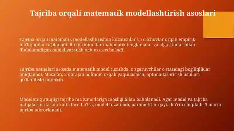 Tajriba orqali matematik modellashtirish 3