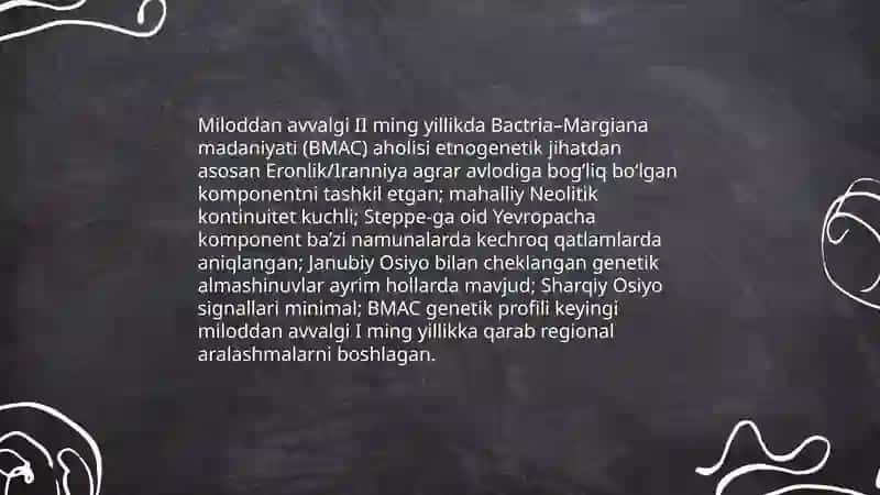 Miloddan avvalgi 2-ming yillikda o'rta osiyo etnogenetik tarixining ba'zi bir masalalari haqidama'lumot 3