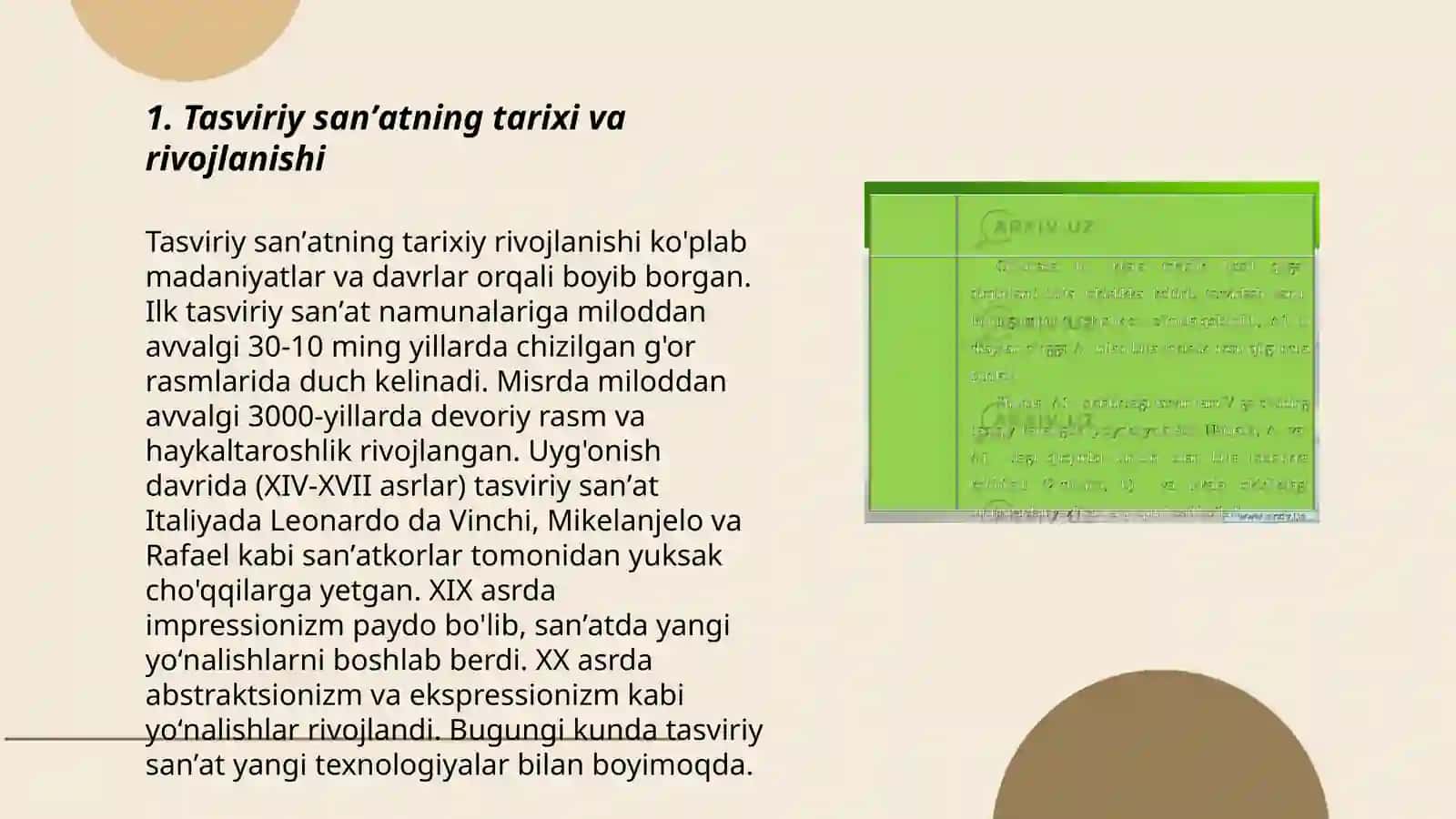 Tasviriy sanʼatning tarixi va rivojlanishi 3