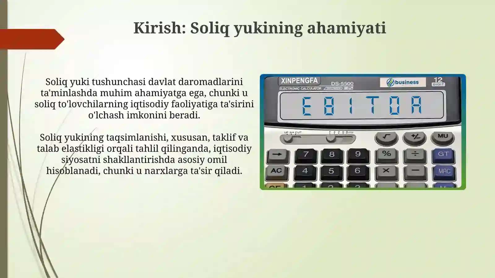 Talab va taklif elastikligiga ko'ra soliq yukini hisoblash 3
