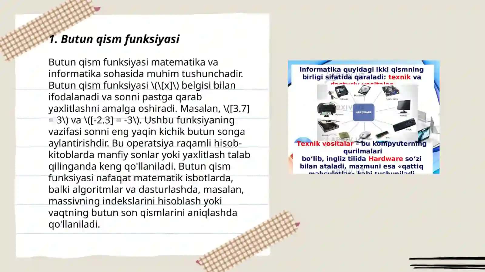 Butun qism va kasr qism funksiyalari 3