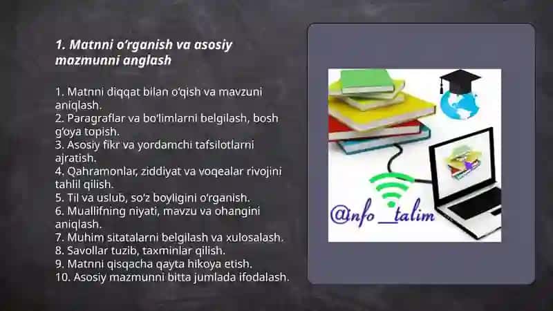 Nasriy va dramatik asarlarni ifodali o‘qishga tayyorlash 3