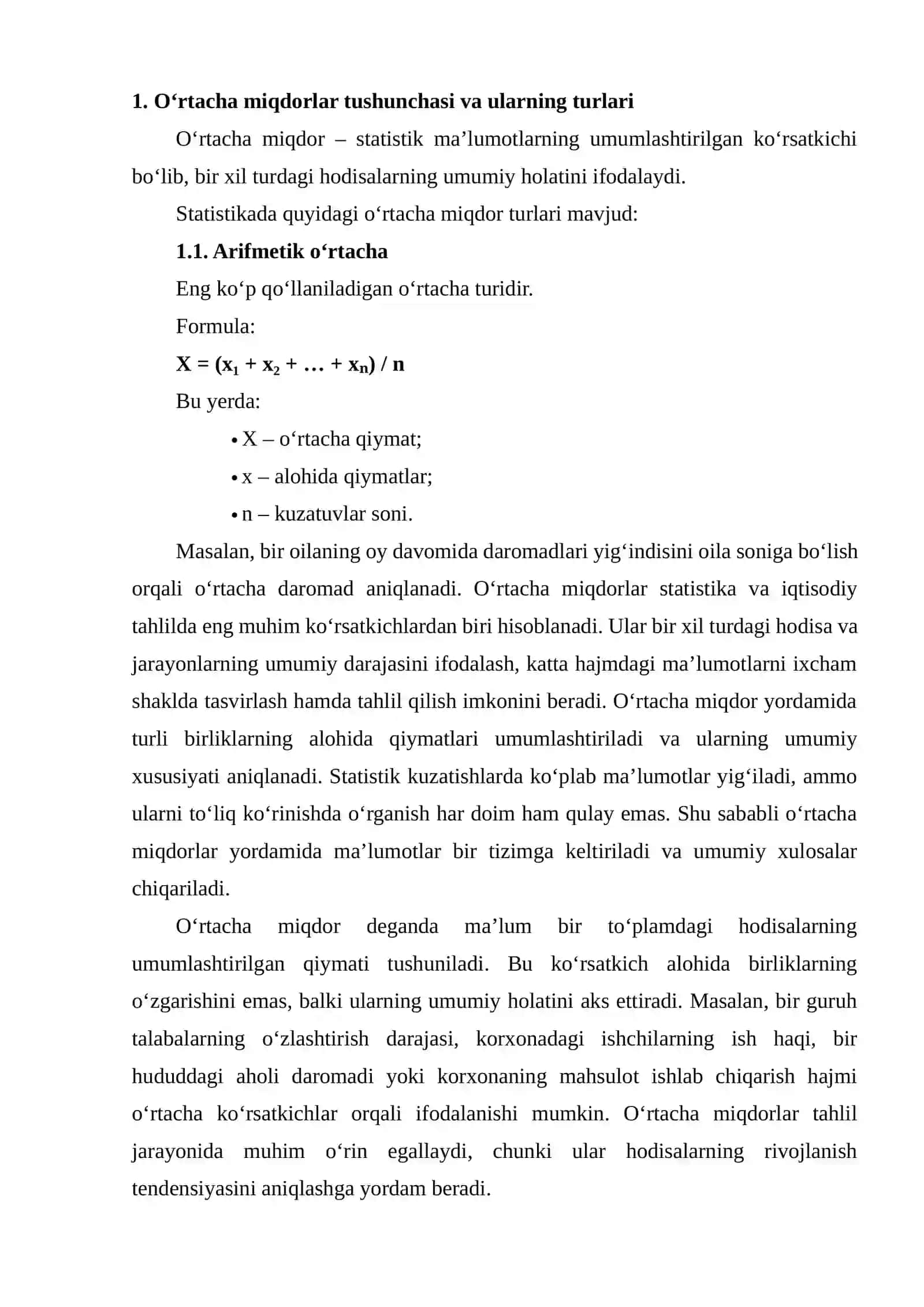 O‘RTACHA MIQDORLAR YORDAMIDA IJTIMOIY JARAYONLARNI TAHLIL QILISH 3