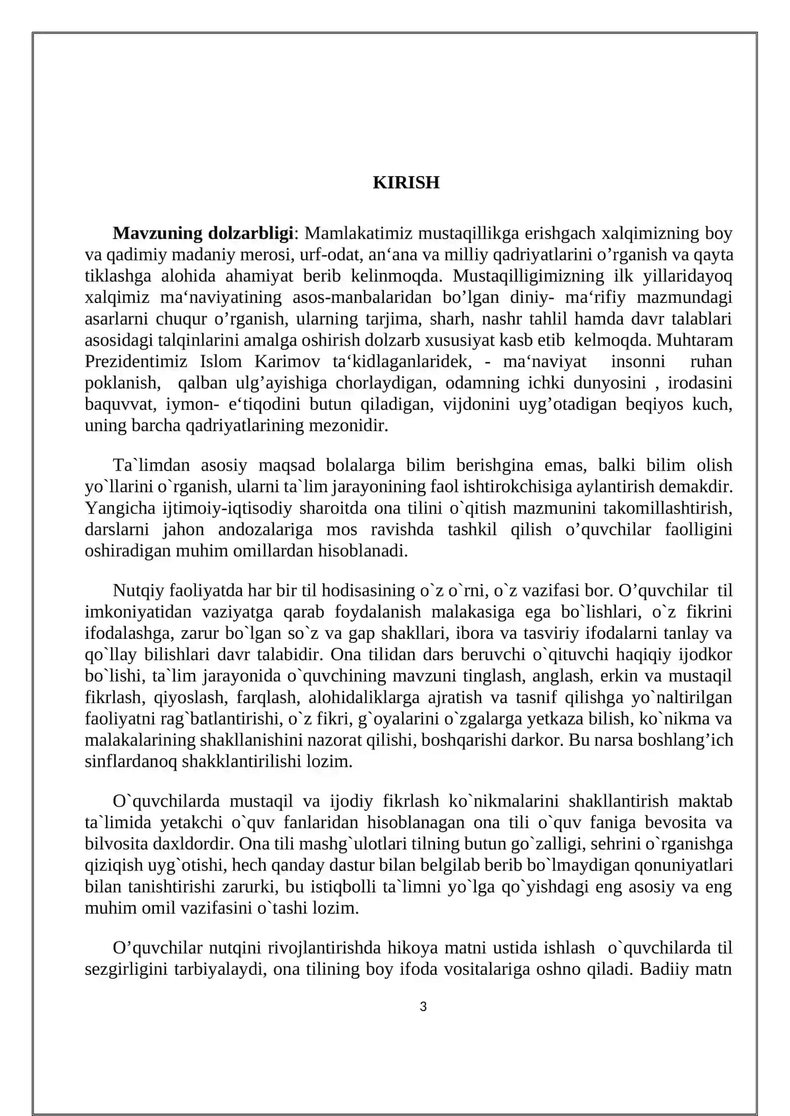 O'zbek tilini o'qitish metodikasi 3