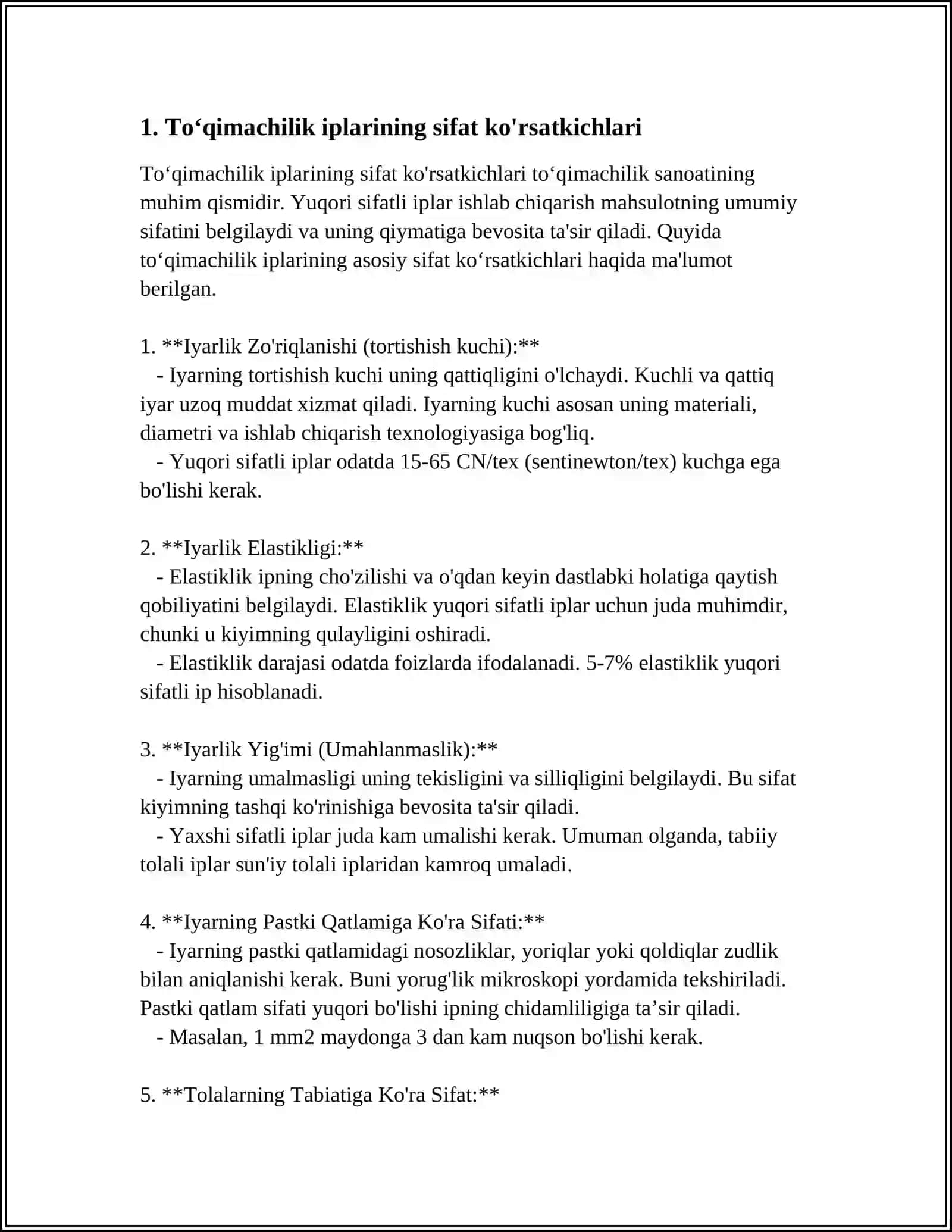 TOʻQIMACHILIK IPLARI VA GAZLAMALARNIN SIFATINI BELGILOVCHI STANDARTLAR 3