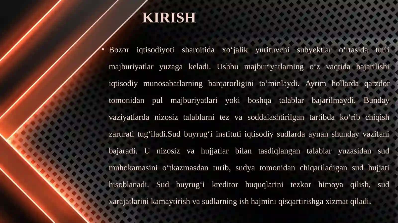 Sud buyrug‘ini berish tartibi va muddati hamda uning mazmuni. 3