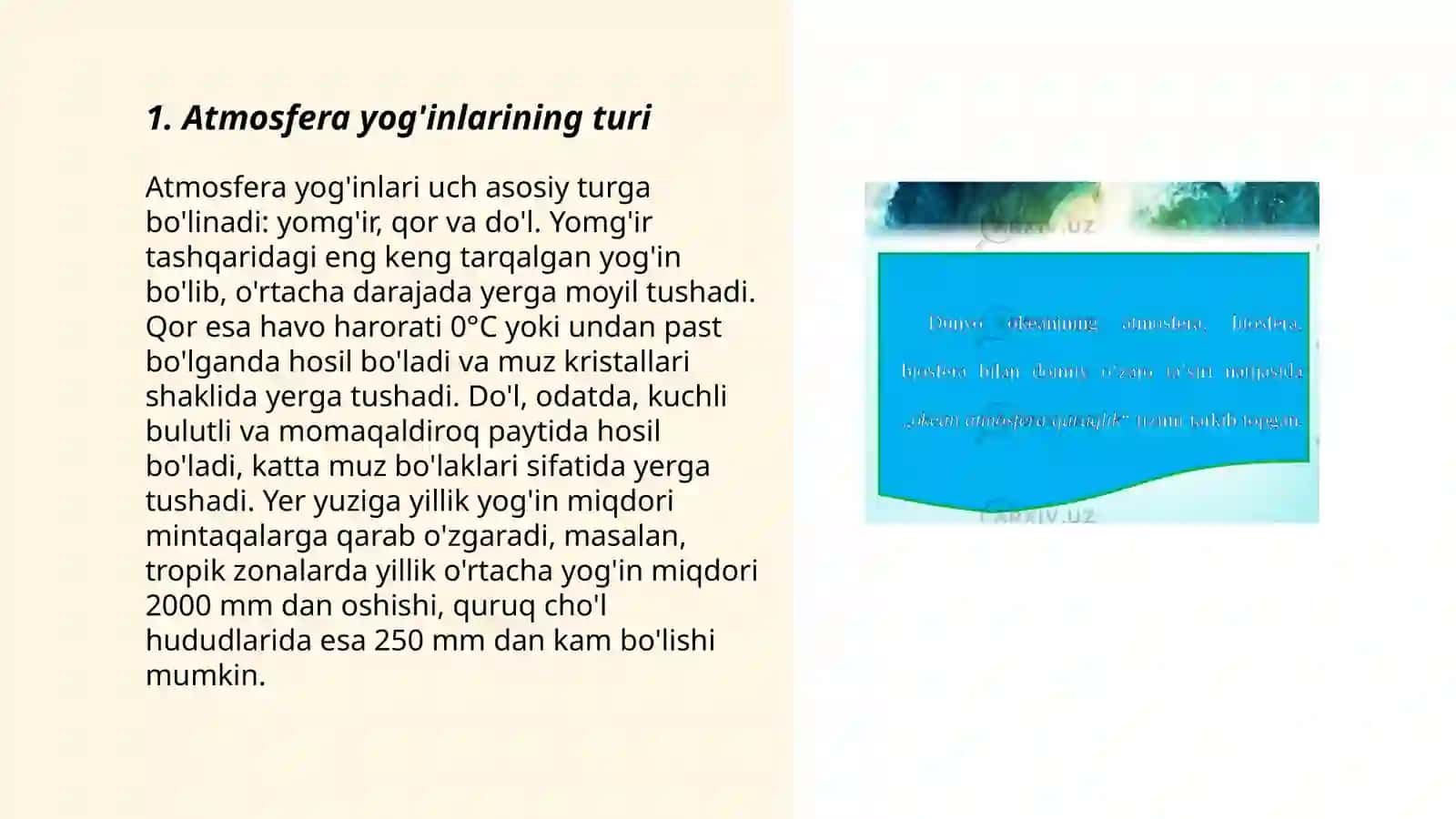 Atmoafera yog'inlarining daryo havzasi bo'yicha taqsimkanishi 3
