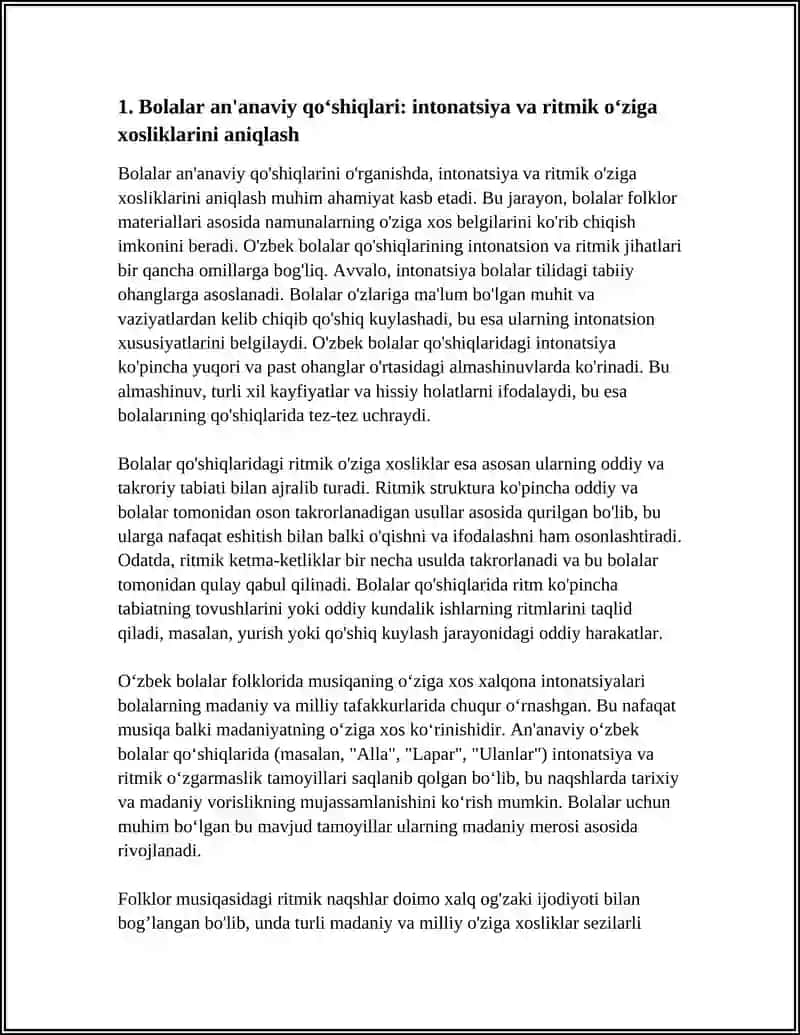 BOLALAR FOLKLOR MATERIALLARI ASOSIDA MAZKUR NAMUNALARNING O‘ZIGA XOA BELGILARINI ANIQLASH 3