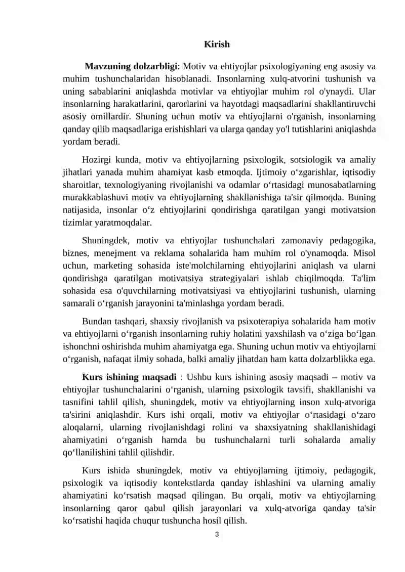 Motiv va ehtiyojning ta'riflari ularning tasnifi 3