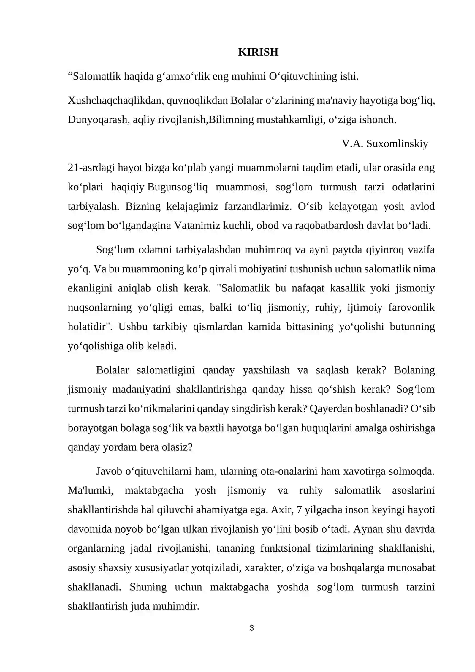 Mavzu: BOB. Bolalarda sog‘lom turmush tarzini shakllantirishning nazariy asoslari 3