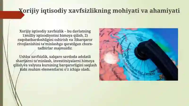 Mamlakatning tashqi iqtisodiy havsizligini taminlash 3