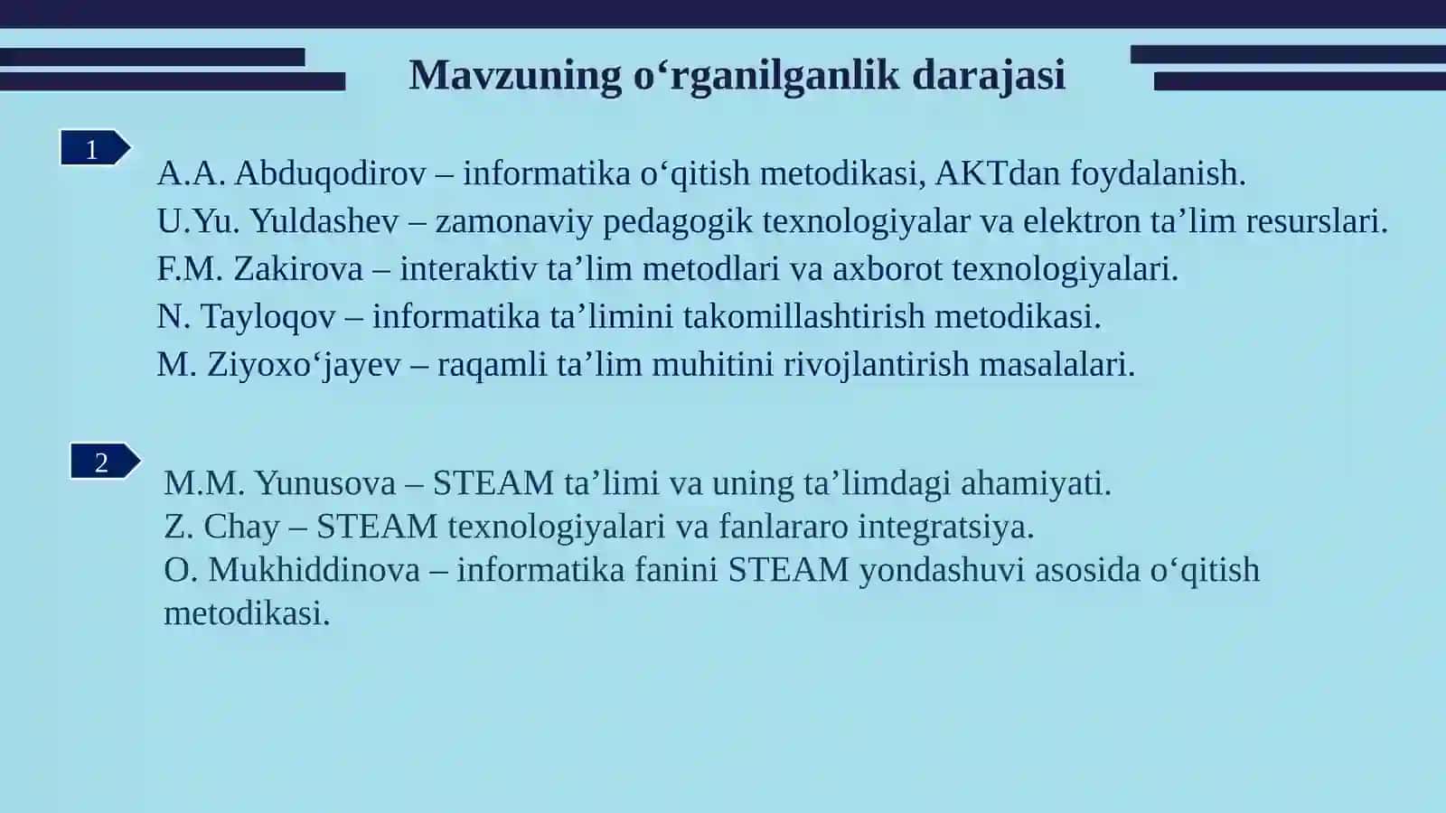 "INFORMATIKA VA AT FANINI STEAM YONDASHUVI ASOSIDA O‘QITISH METODIKASI" 3
