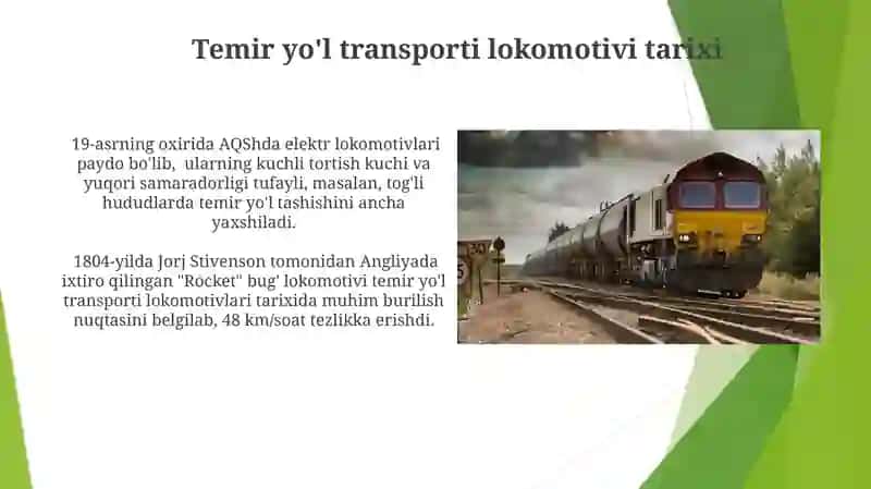 Temir yo'l transporti lokomotivi tarixi 3