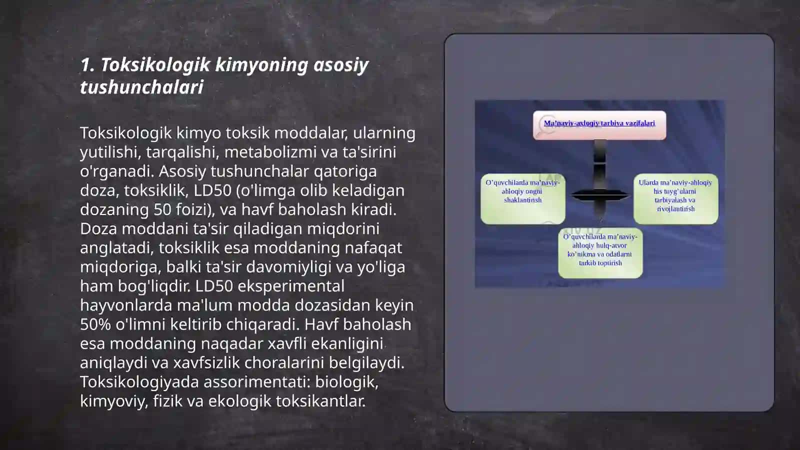 Toksikologik kimyo moduli, maqsadi mohiyati va vazifalari 3