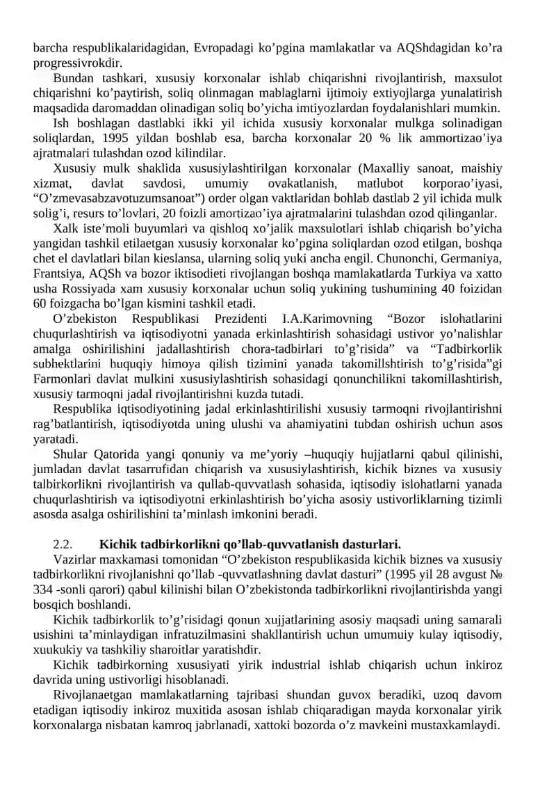 Tadbirkorlikning davlat tomonidan qo’llab-quvvatlanishi va boshqarilishi 3