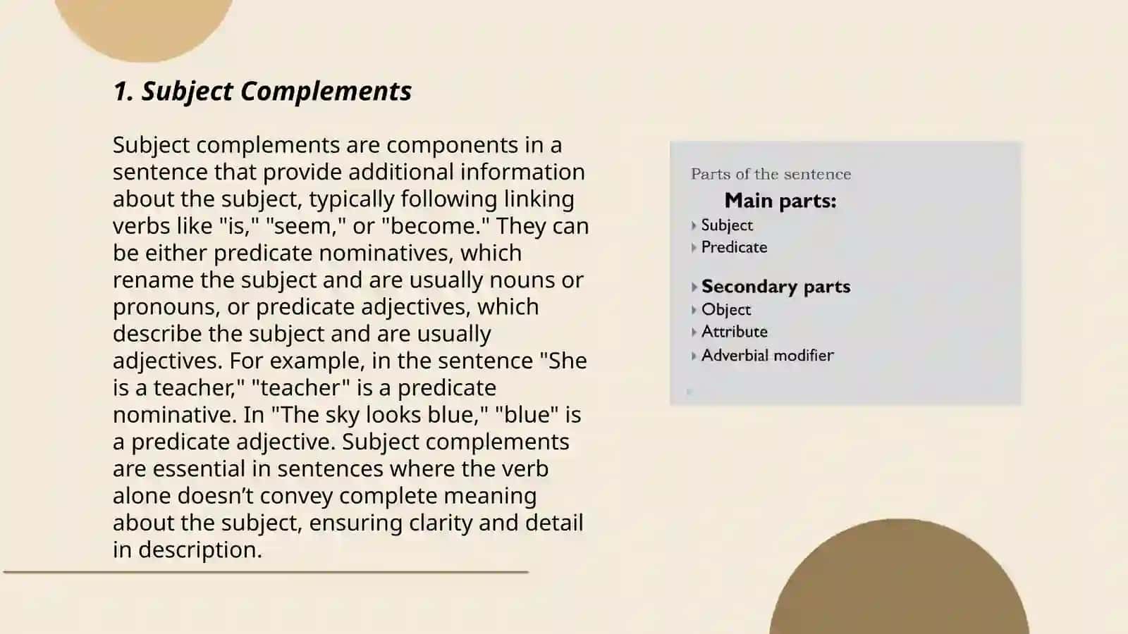Subject Complements and Predicate Nominatives 3