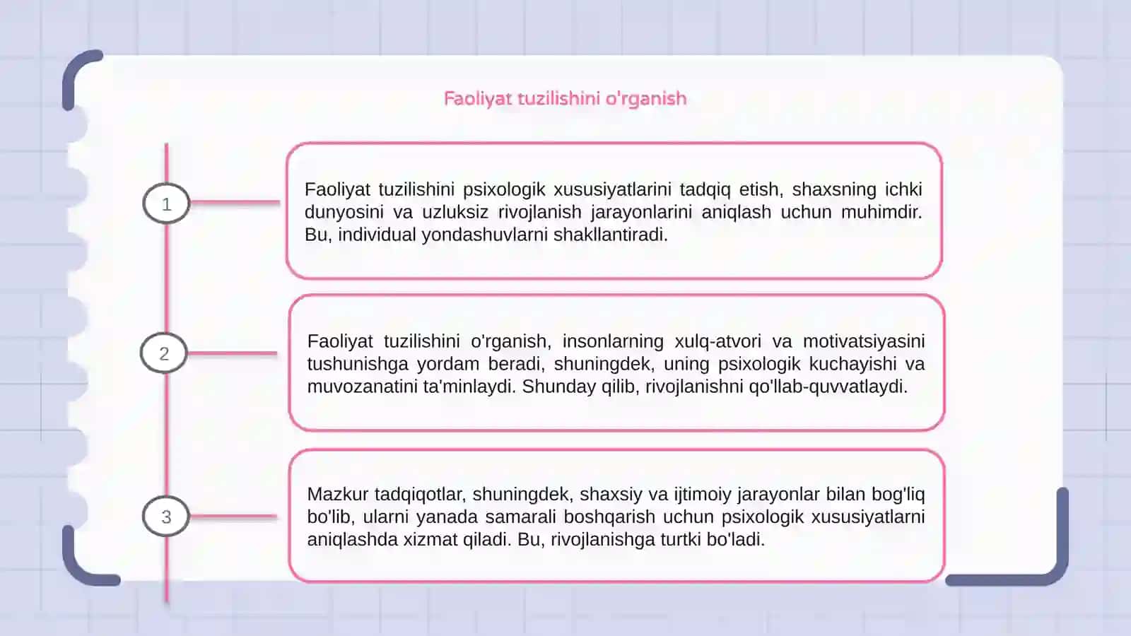 Faoliyat tuzilishi psixologik xususiyatlarini tadqiq etish 3