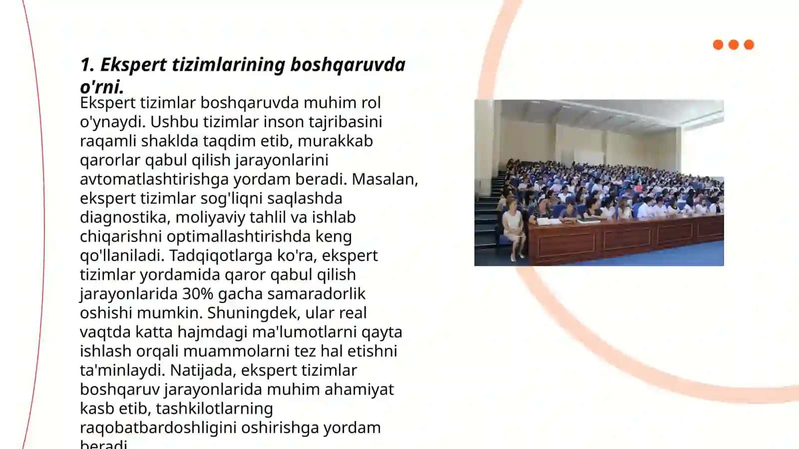 Ekspert tizimlari boshqaruvdagi o'rni va ularni iqtisodiyot tarmoqlarda qo'llash 3