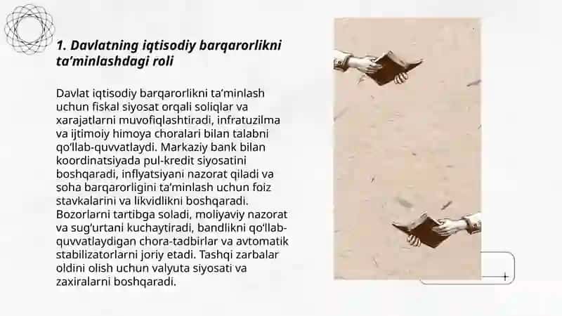 Davlatning iqtisodiy barqarorlikni taʼminlashdagi roli 3