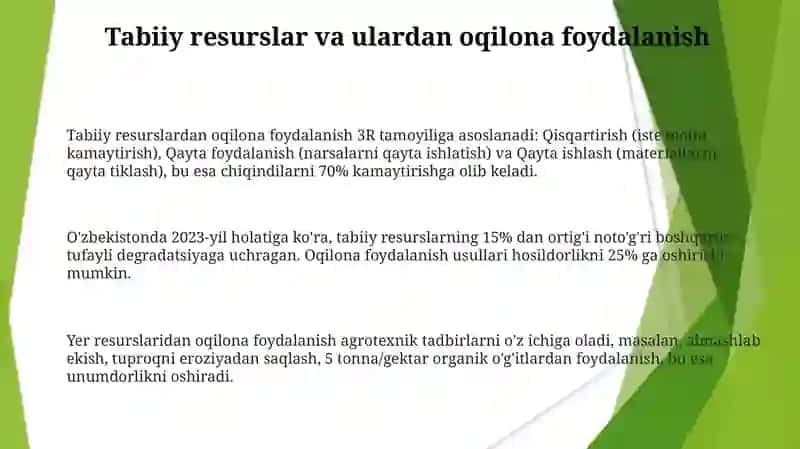 Tabiiy resurslardan oqilona foydalanish 3