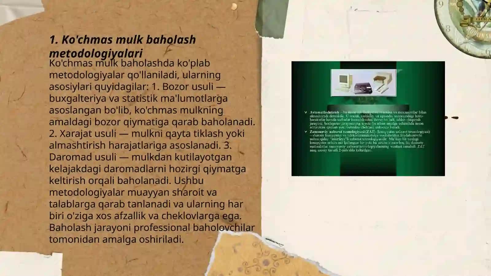 Ko'chmas mulk qiymatini baholashning axborot va hisobotlar tizimi 3