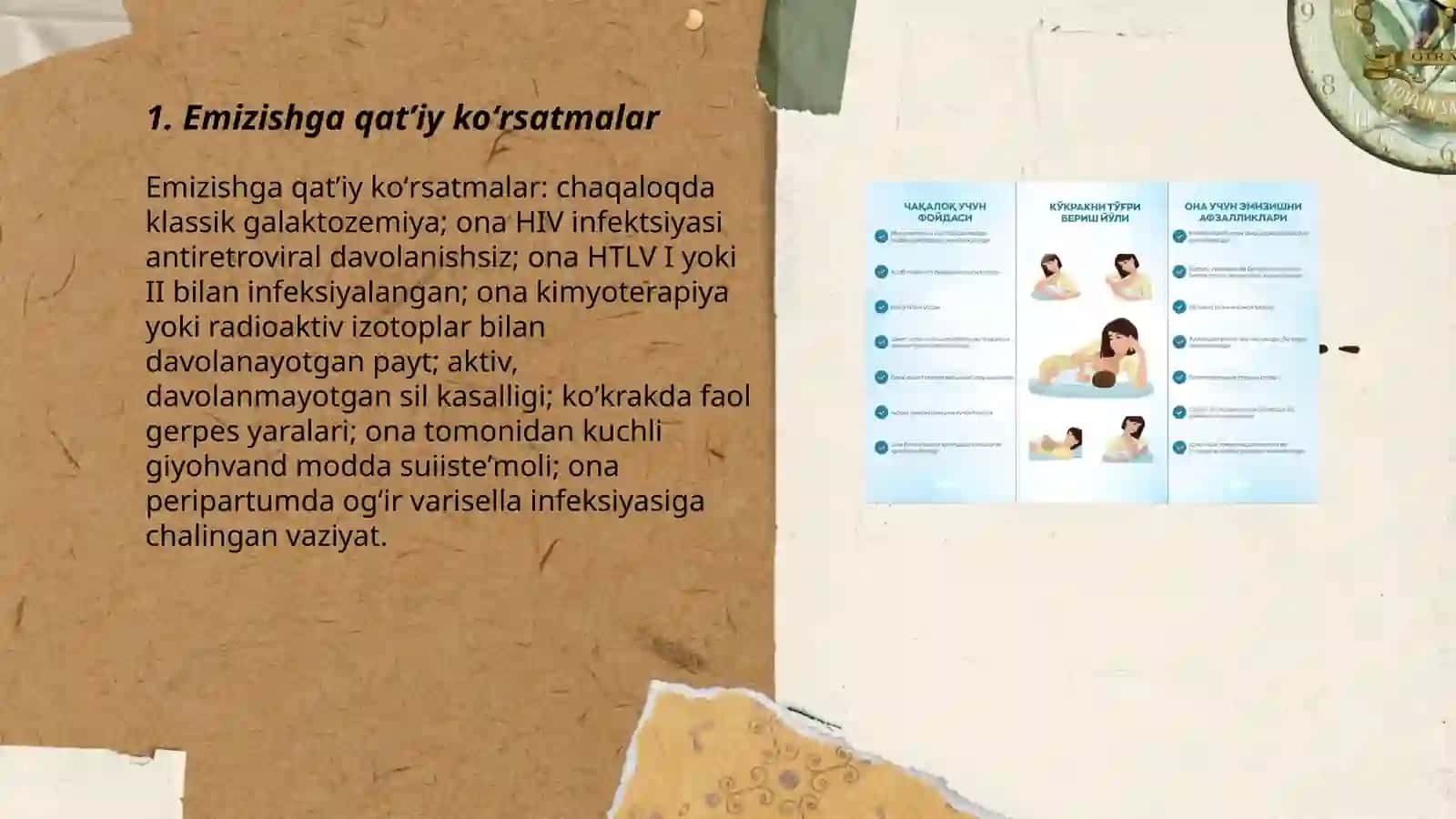 Koʻkrak suti bilan boqishga qatʼiy va nisbiy koʻrsatmalar 3