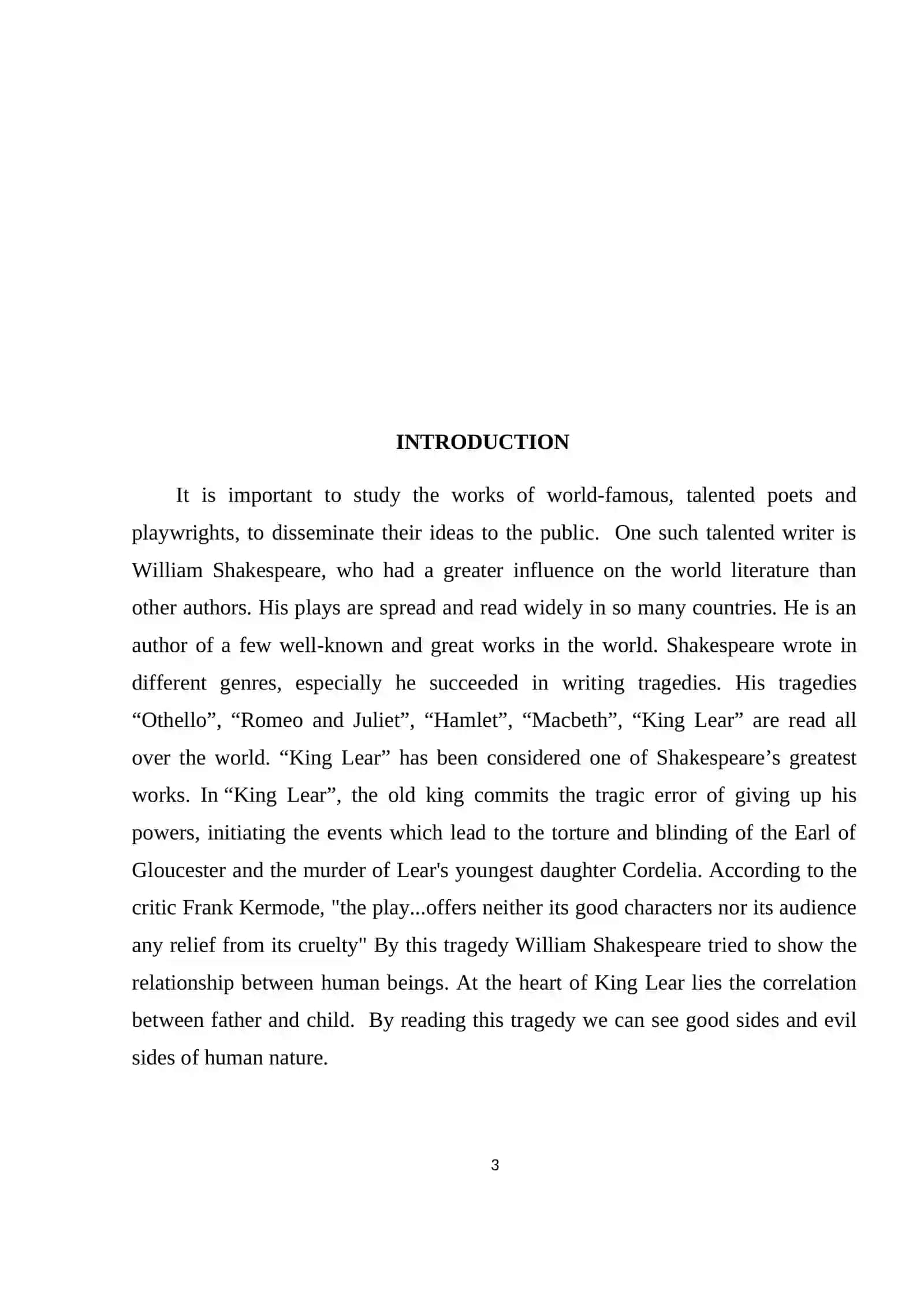 ANALYSIS OF THE CLIMAX OF THE TRAGEDY OF SHAKESPEARE, “KING LEAR” 3
