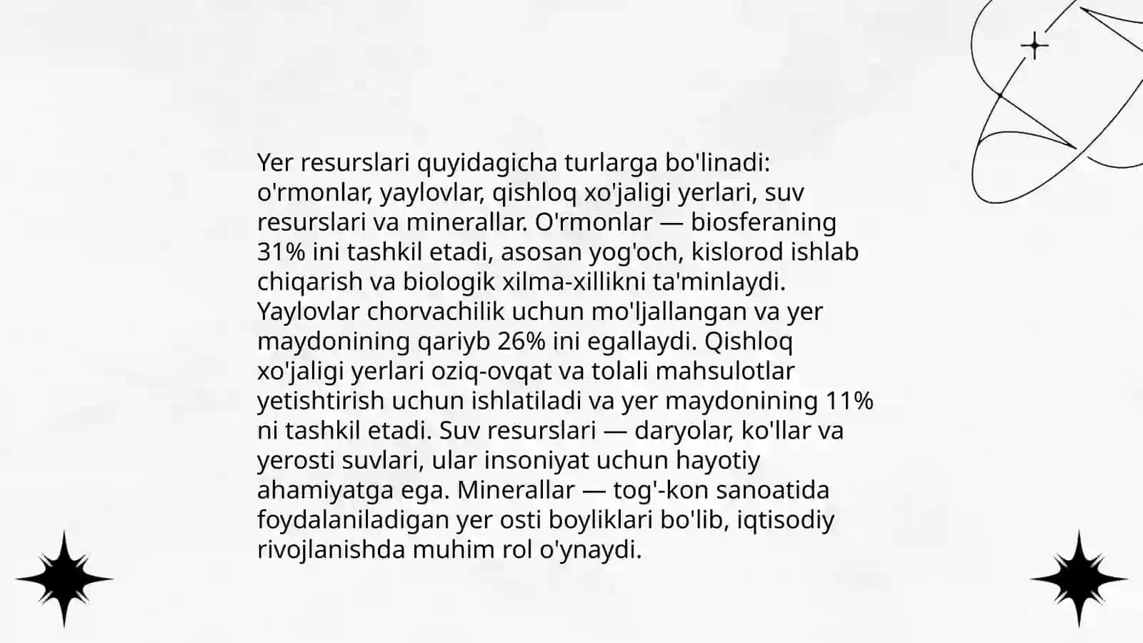 Yer resurslari va ulardan samarali foydalanish 3