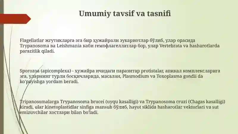Xivchinlilar odam paraziti tripanasoma leshmaniya Sporalilar odam paraziti 3