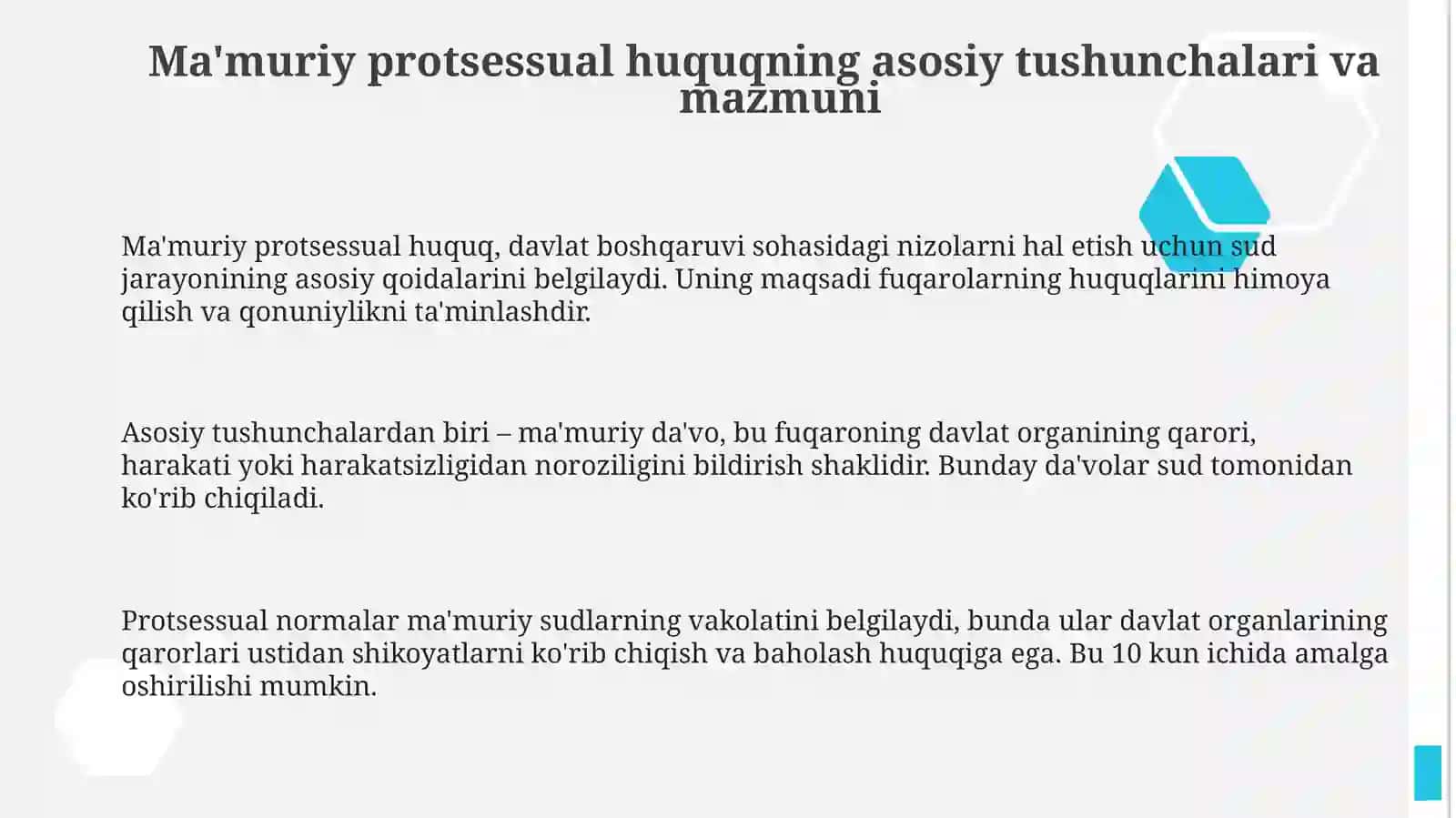 Sud ma’muriy-protsessual huquqining mazmuni 3