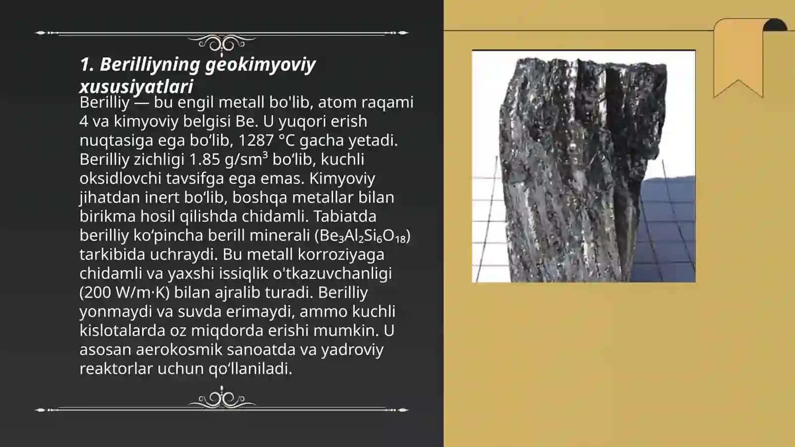 Berilliy geokimyosi 3